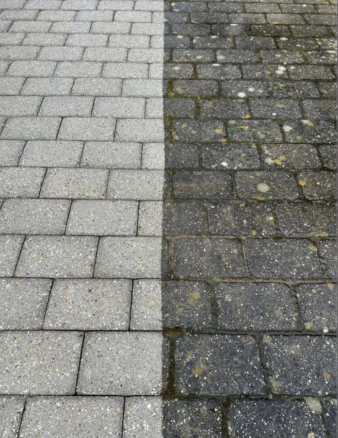 Før og efter fliserens fra Renova Rens